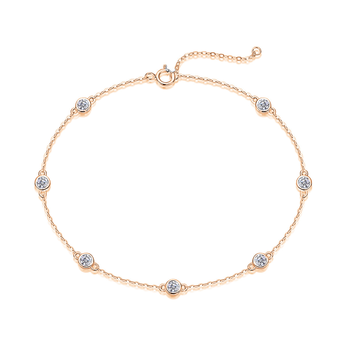 0.7 CT Round Cut Moissanite Dancing Bubble Bracelet in 18K White Gold Plated Sterling Silver#1