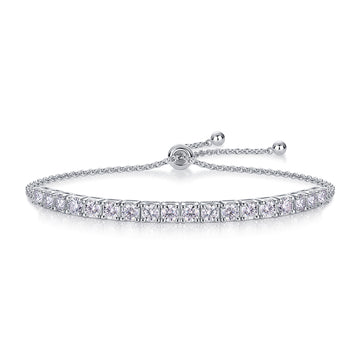 Moissanite Adjustable Bracelet in 18K White Gold Plated Sterling Silver#0