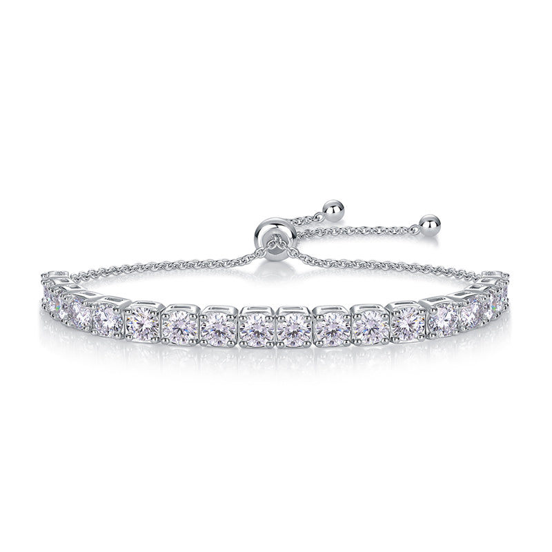 Moissanite Adjustable Bracelet in 18K White Gold Plated Sterling Silver#1