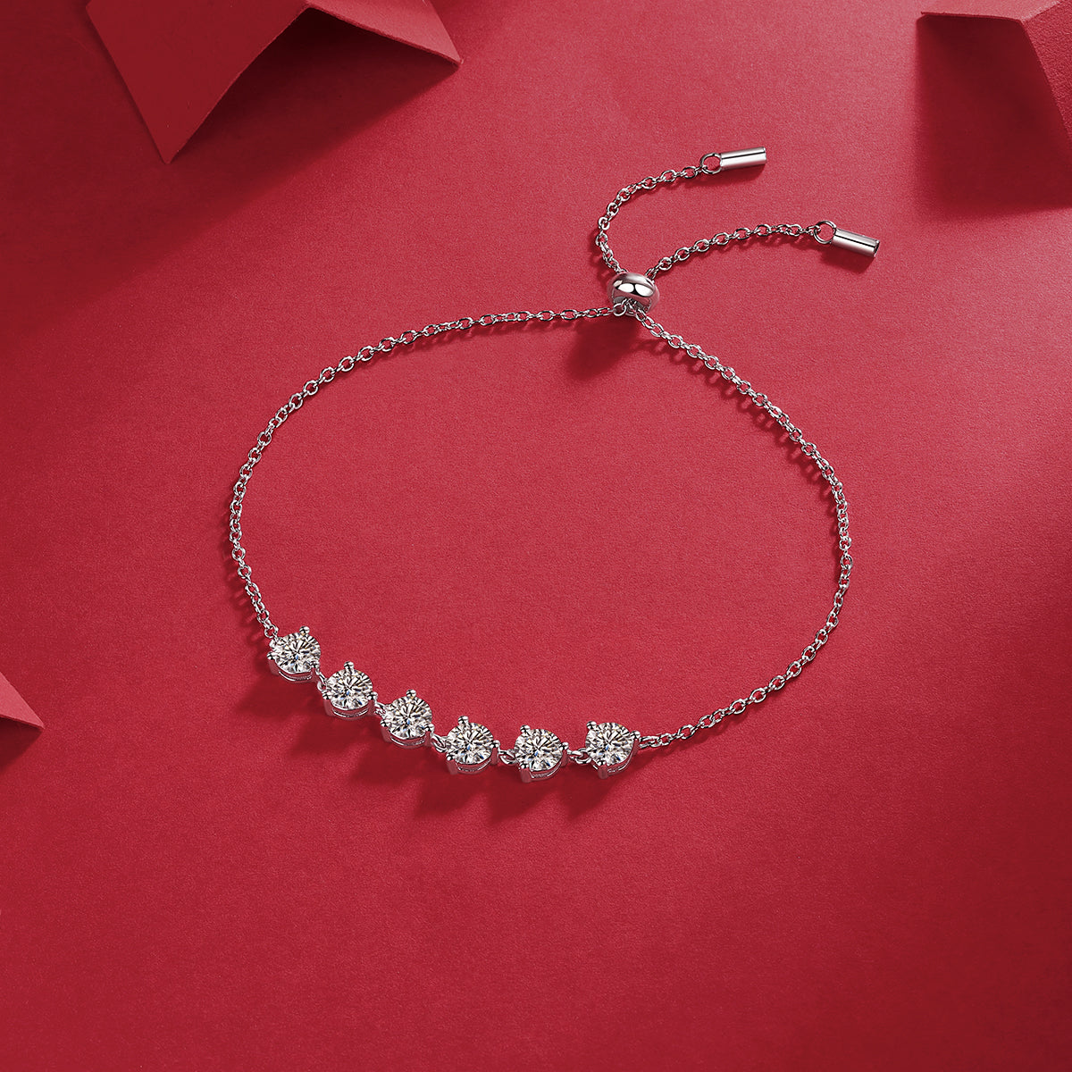 3.0 CT Round Cut Moissanite Adjustable Bracelet in 18K White Gold Plated Sterling Silver#2