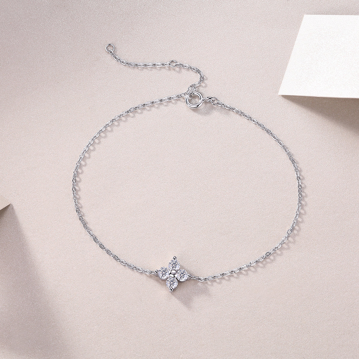 0.4 CT Moissanite Clover Bracelet in 18K White Gold Plated Sterling Silver#3