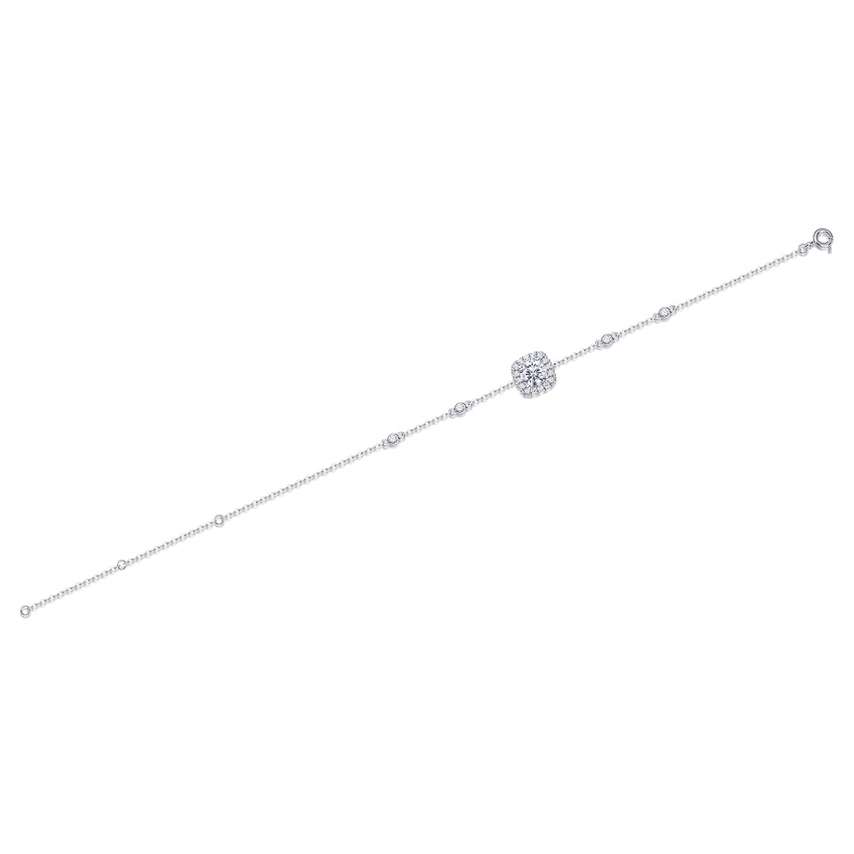1.0 CT Round Cut Moissanite Bracelet in 18K White Gold Plated Sterling Silver#1
