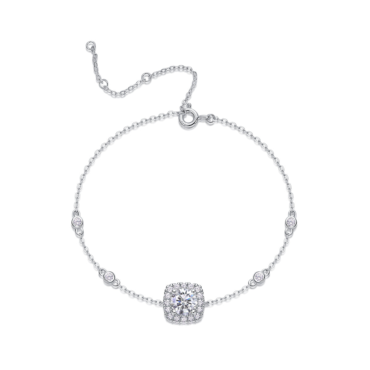 1.0 CT Round Cut Moissanite Bracelet in 18K White Gold Plated Sterling Silver#0