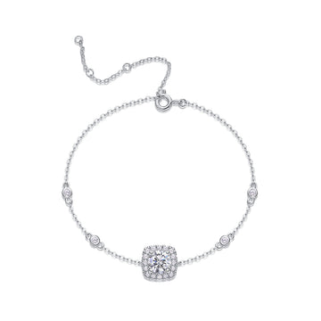 1.0 CT Round Cut Moissanite Bracelet in 18K White Gold Plated Sterling Silver#0