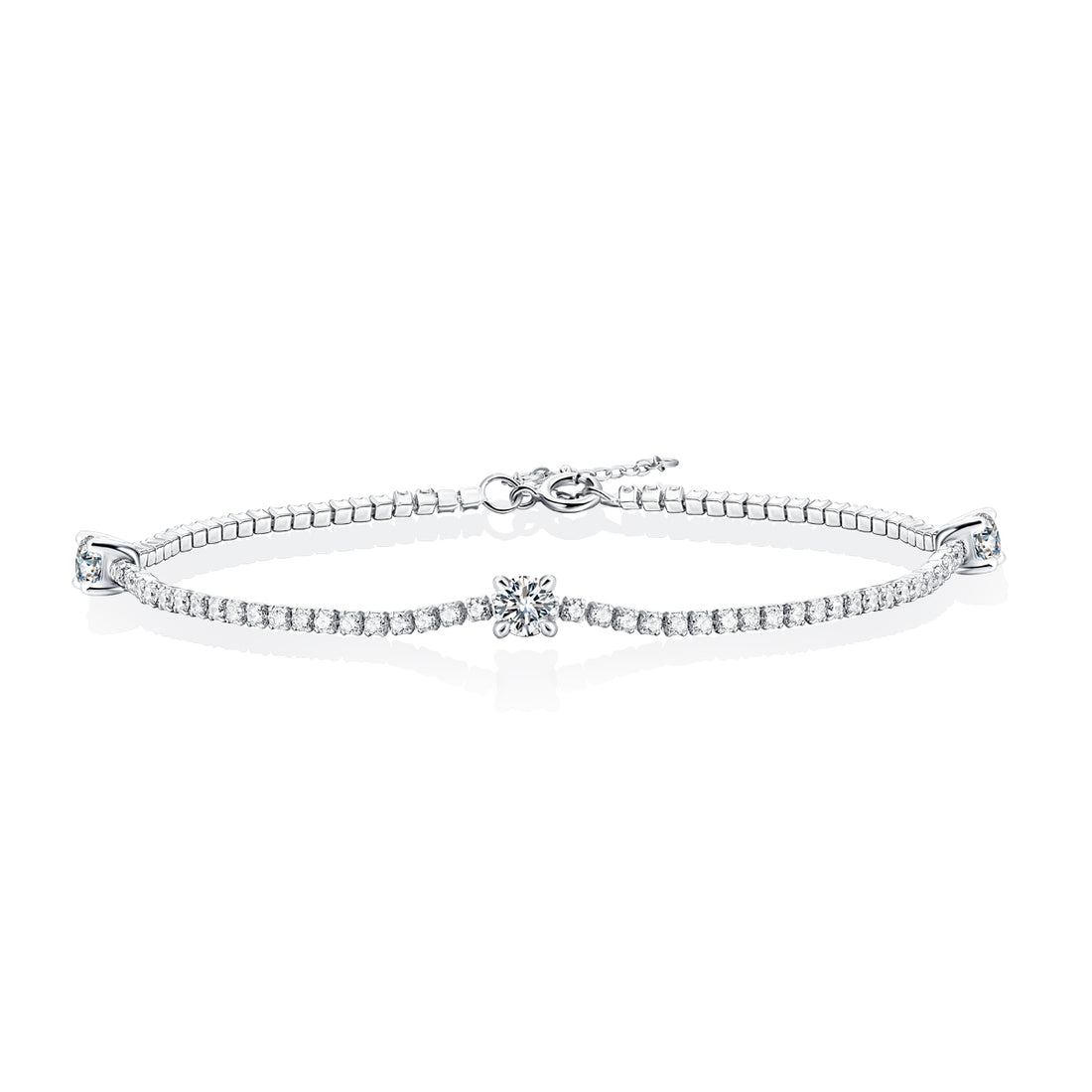 0.3 CT Main Stone Round Cut Moissanite Bracelet in 18K White Gold Plated Sterling Silver#1