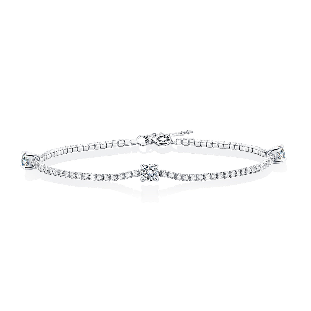 0.3 CT Main Stone Round Cut Moissanite Bracelet in 18K White Gold Plated Sterling Silver#1