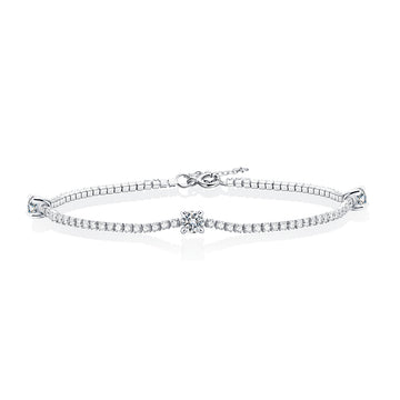 0.3 CT Main Stone Round Cut Moissanite Bracelet in 18K White Gold Plated Sterling Silver#1