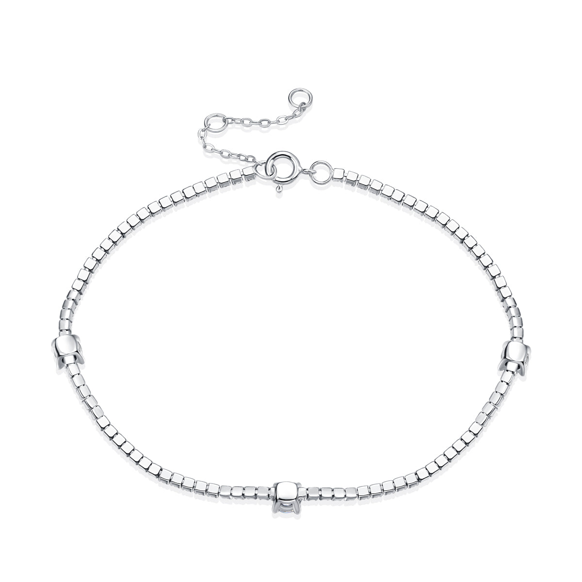 0.3 CT Main Stone Round Cut Moissanite Bracelet in 18K White Gold Plated Sterling Silver#2