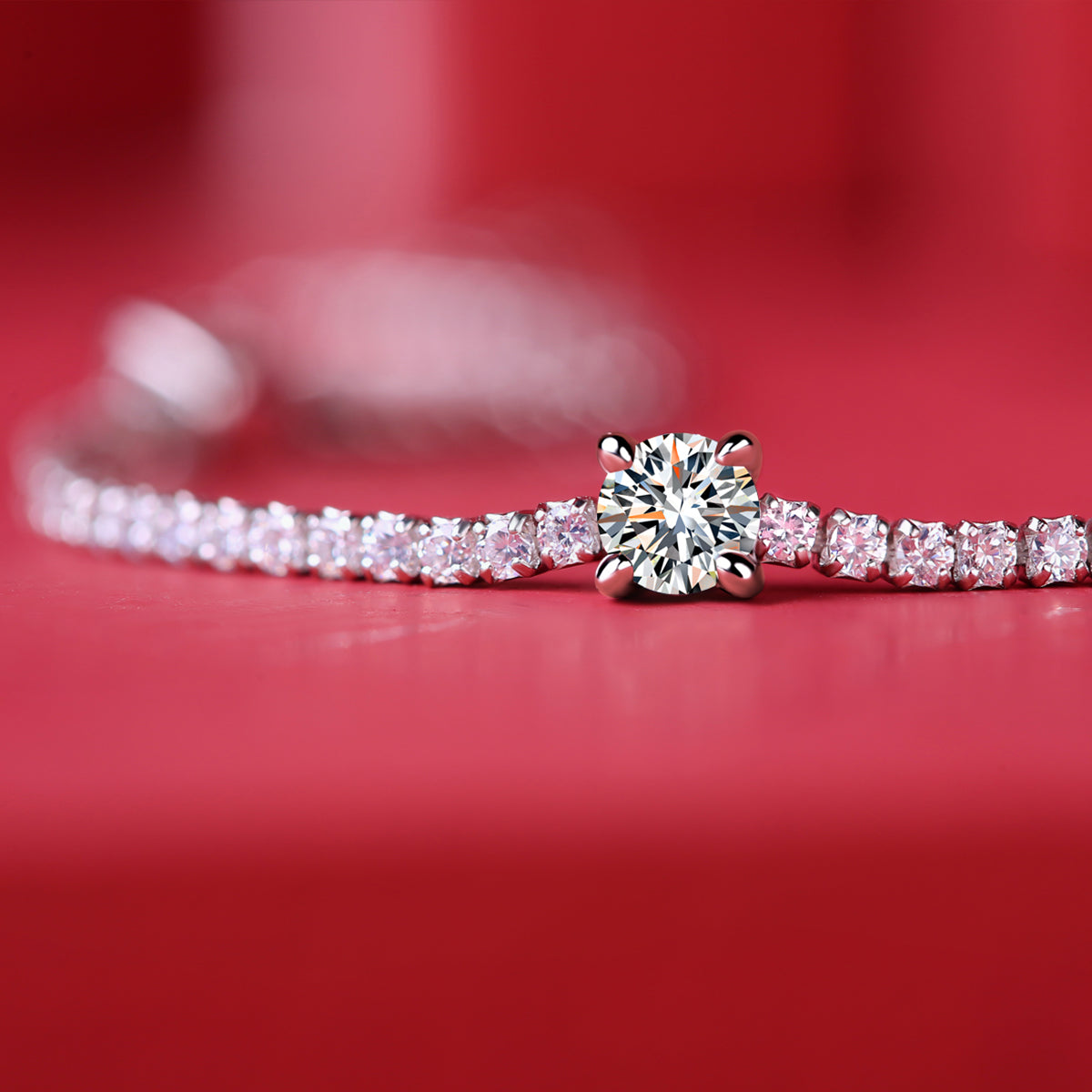 0.3 CT Main Stone Round Cut Moissanite Bracelet in 18K White Gold Plated Sterling Silver#5