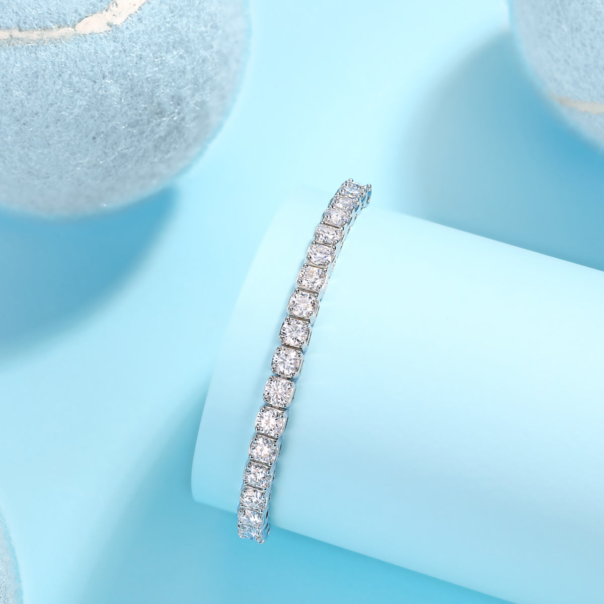 Moissanite Adjustable Bracelet in 18K White Gold Plated Sterling Silver#3