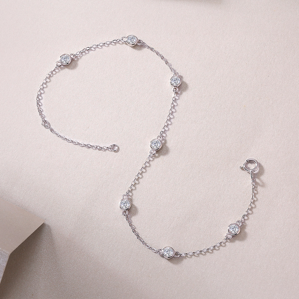 0.7 CT Round Cut Moissanite Dancing Bubble Bracelet in 18K White Gold Plated Sterling Silver#4