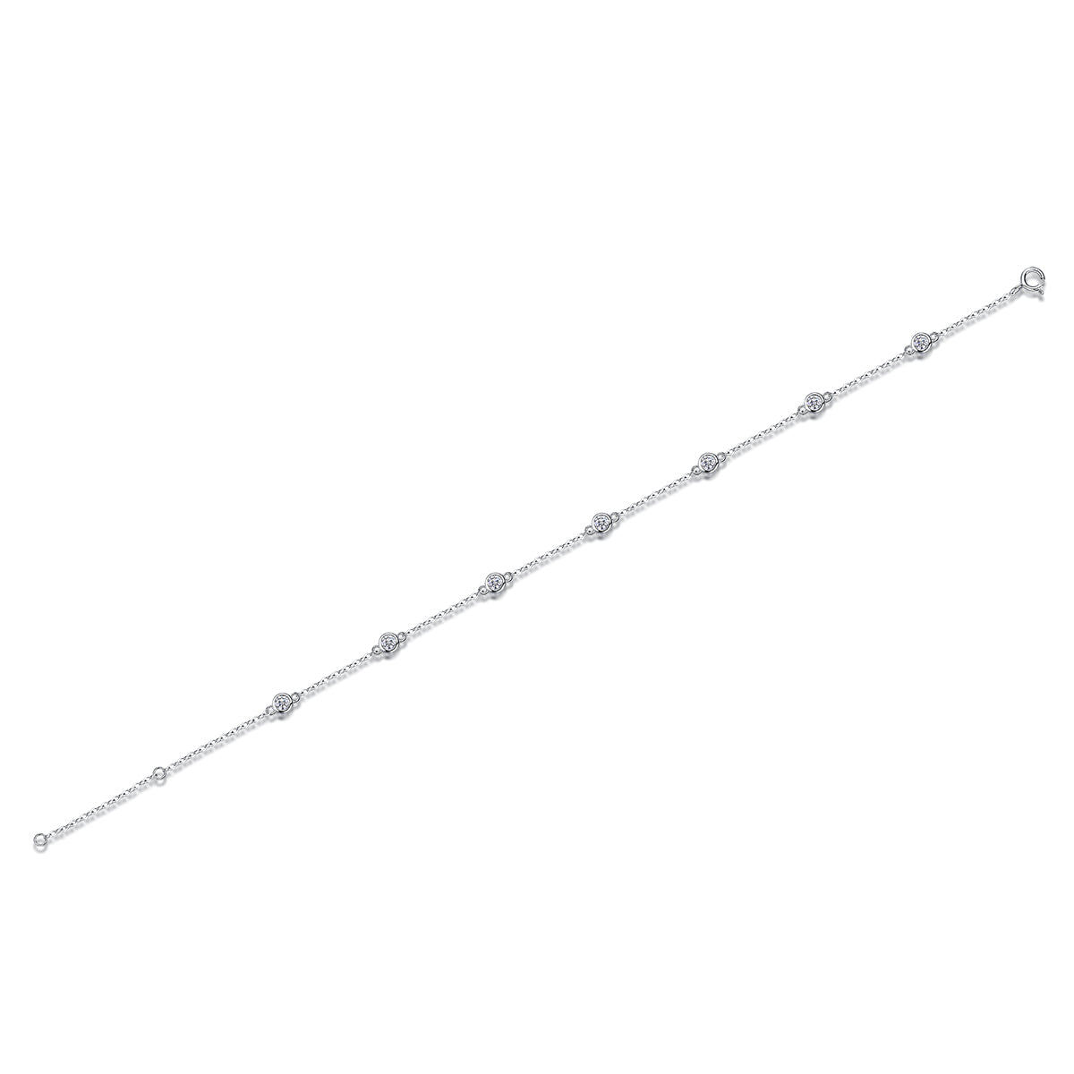 0.7 CT Round Cut Moissanite Dancing Bubble Bracelet in 18K White Gold Plated Sterling Silver#2
