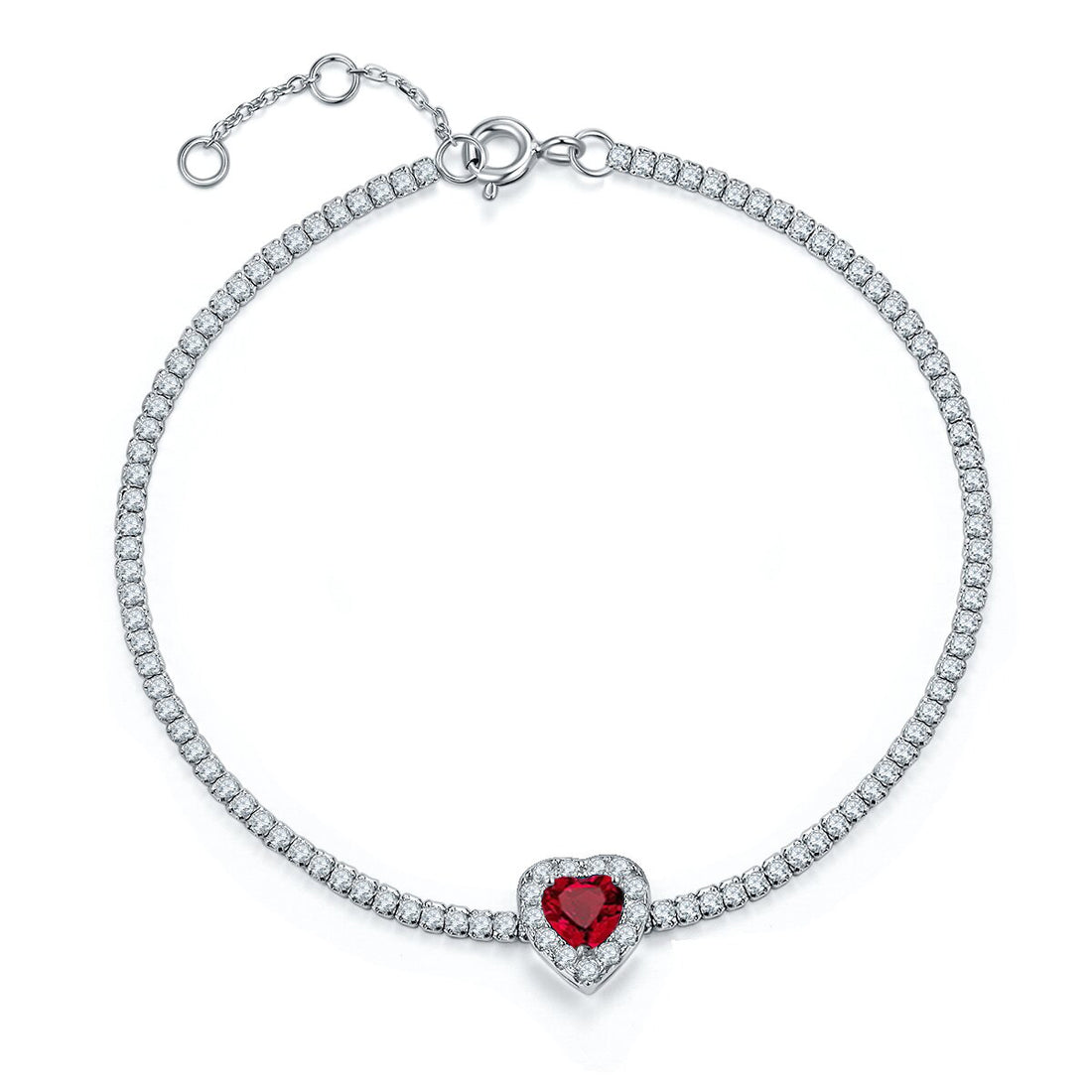Heart Cut Lab-Grown Emerald Bracelet in 18K White Gold Plated Sterling Silver#1