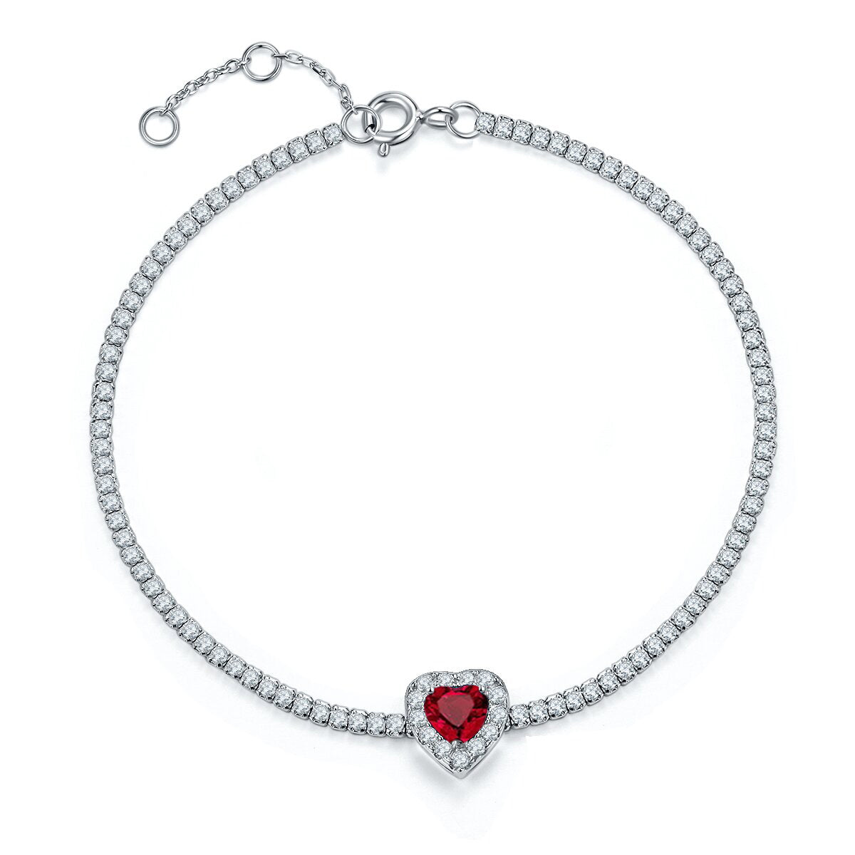 Heart Cut Lab-Grown Emerald Bracelet in 18K White Gold Plated Sterling Silver#1