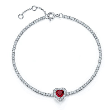 Heart Cut Lab-Grown Emerald Bracelet in 18K White Gold Plated Sterling Silver#1