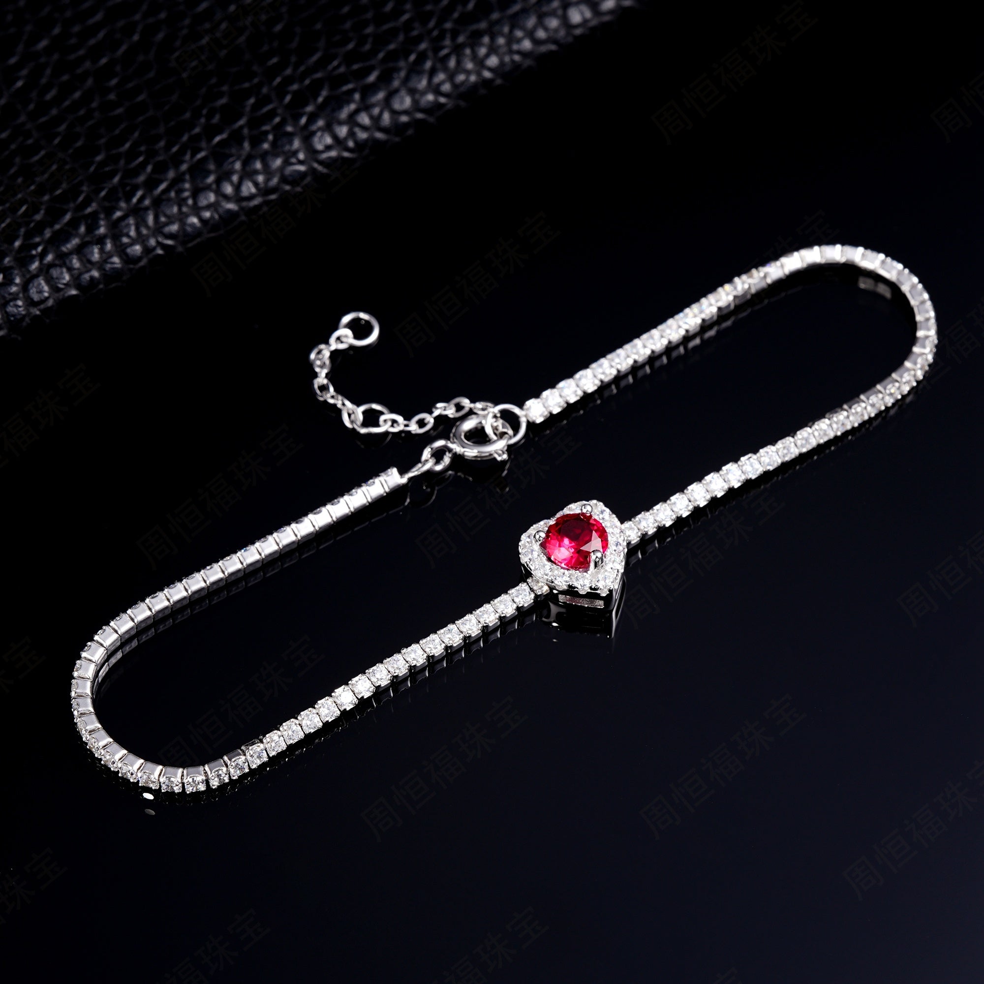 Heart Cut Lab-Grown Emerald Bracelet in 18K White Gold Plated Sterling Silver#4