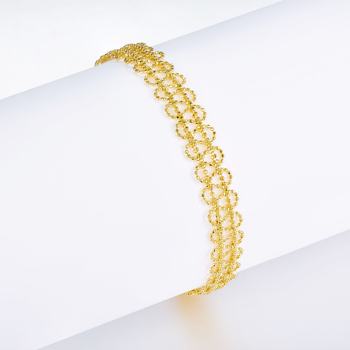Italian Woven Lace Bracelet in 18K Yellow Gold Plated Sterling Silver#1