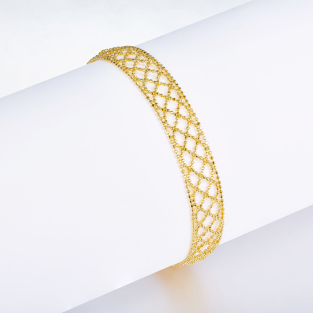 Italian Woven Lace Bracelet in 18K Yellow Gold Plated Sterling Silver#1