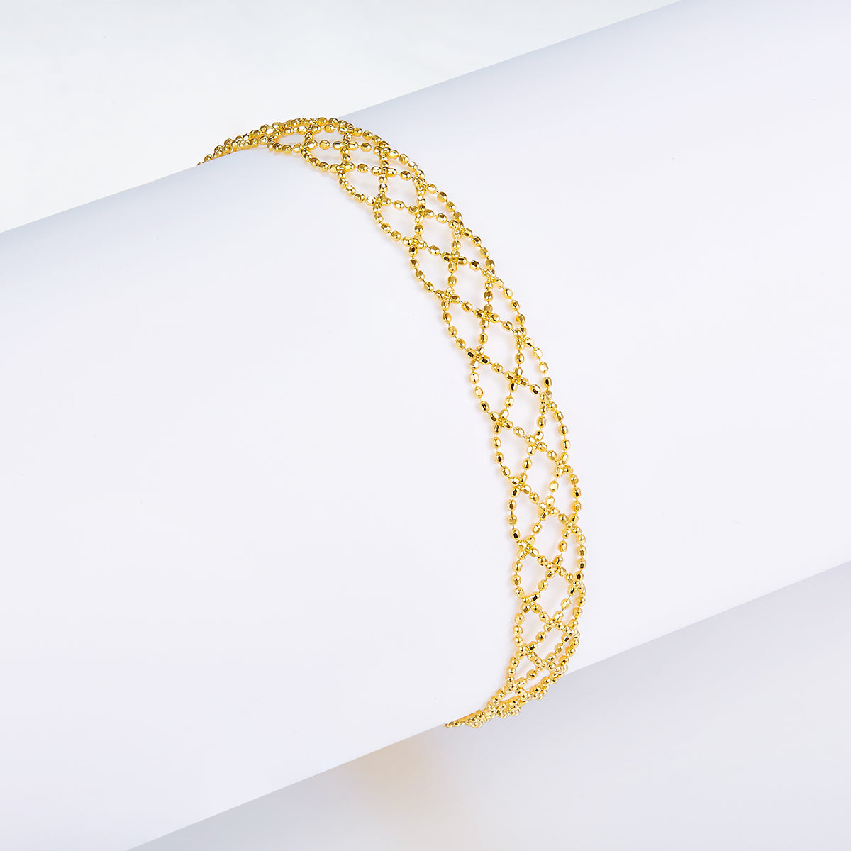 Italian Woven Lace Bracelet in 18K Yellow Gold Plated Sterling Silver#1