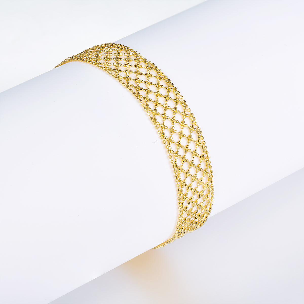 Italian Woven Lace Bracelet in 18K Yellow Gold Plated Sterling Silver#1