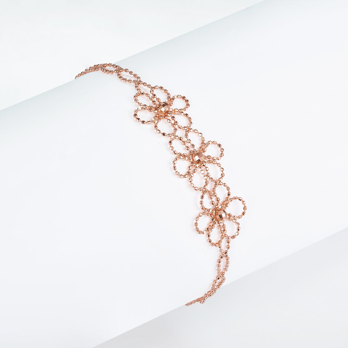 Italian Woven Lace Flower Bracelet in 18K Yellow Gold Plated Sterling Silver#2