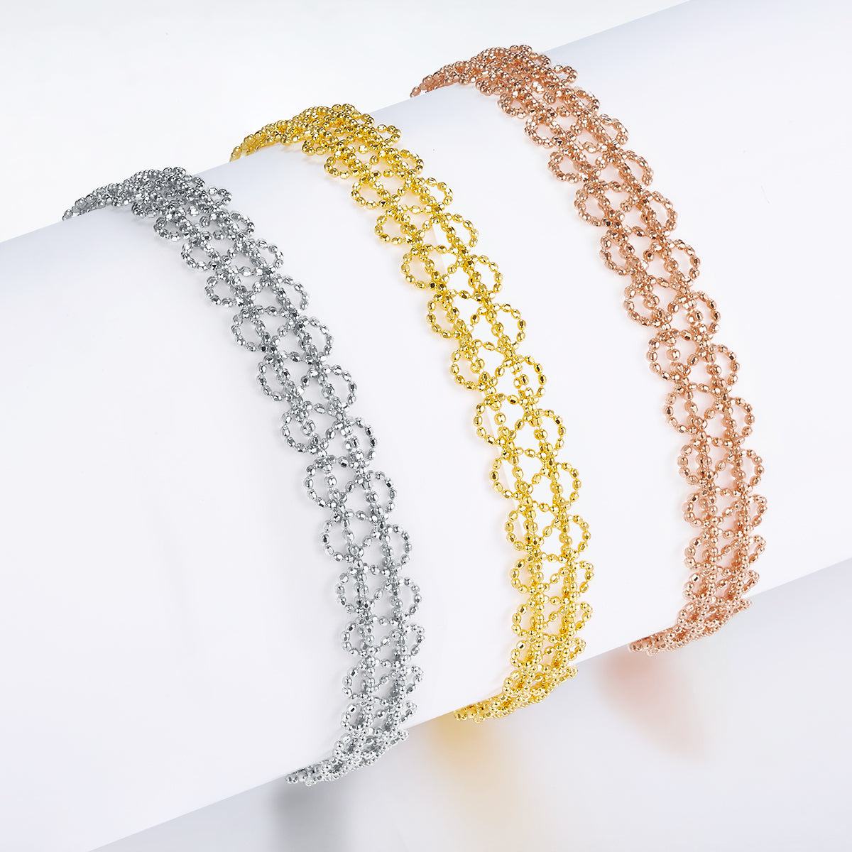 Italian Woven Lace Bracelet in 18K Yellow Gold Plated Sterling Silver#3
