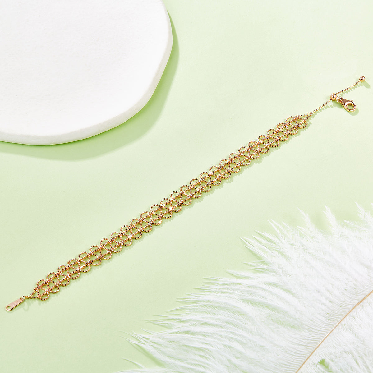 Italian Woven Lace Bracelet in 18K Yellow Gold Plated Sterling Silver#6