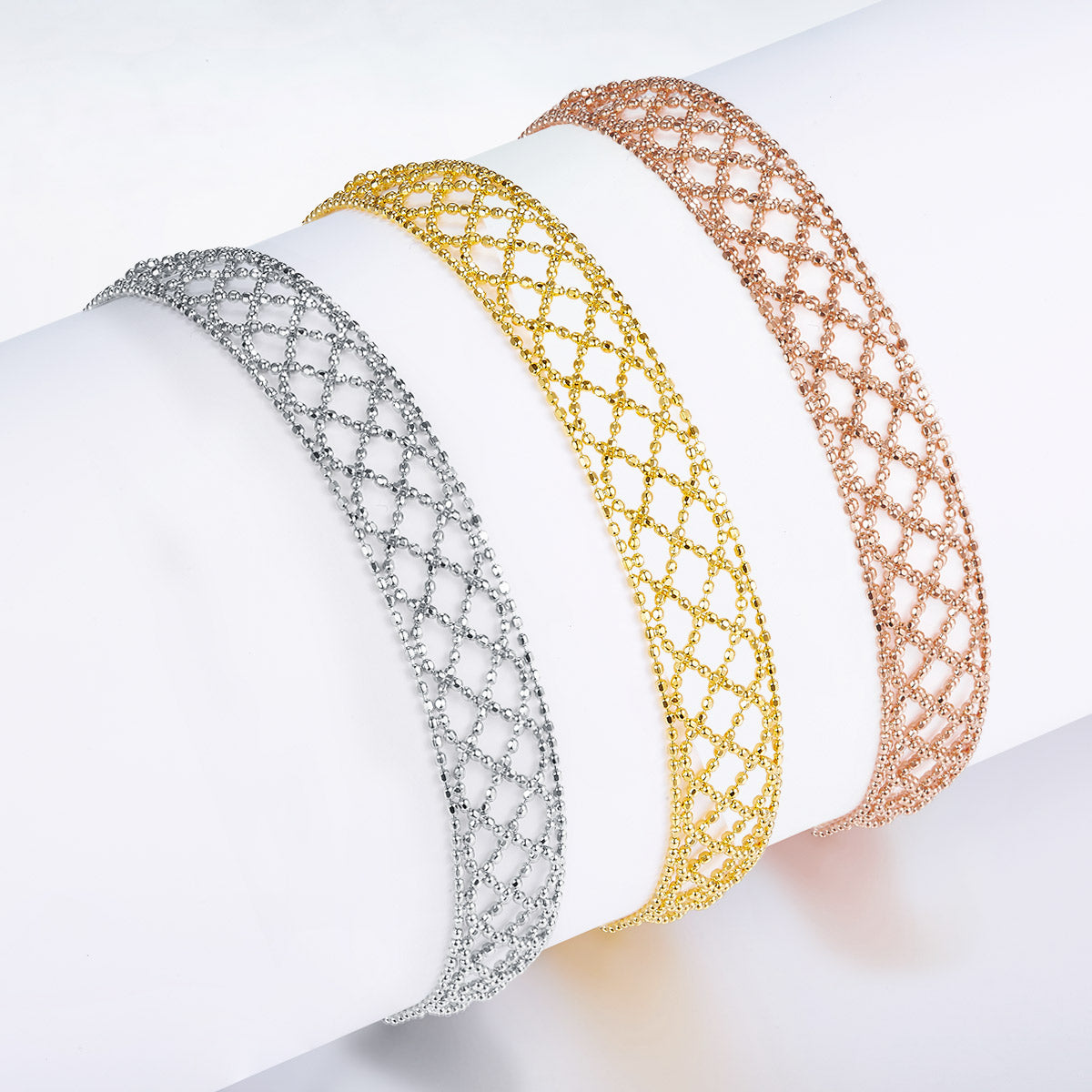 Italian Woven Lace Bracelet in 18K Yellow Gold Plated Sterling Silver#3