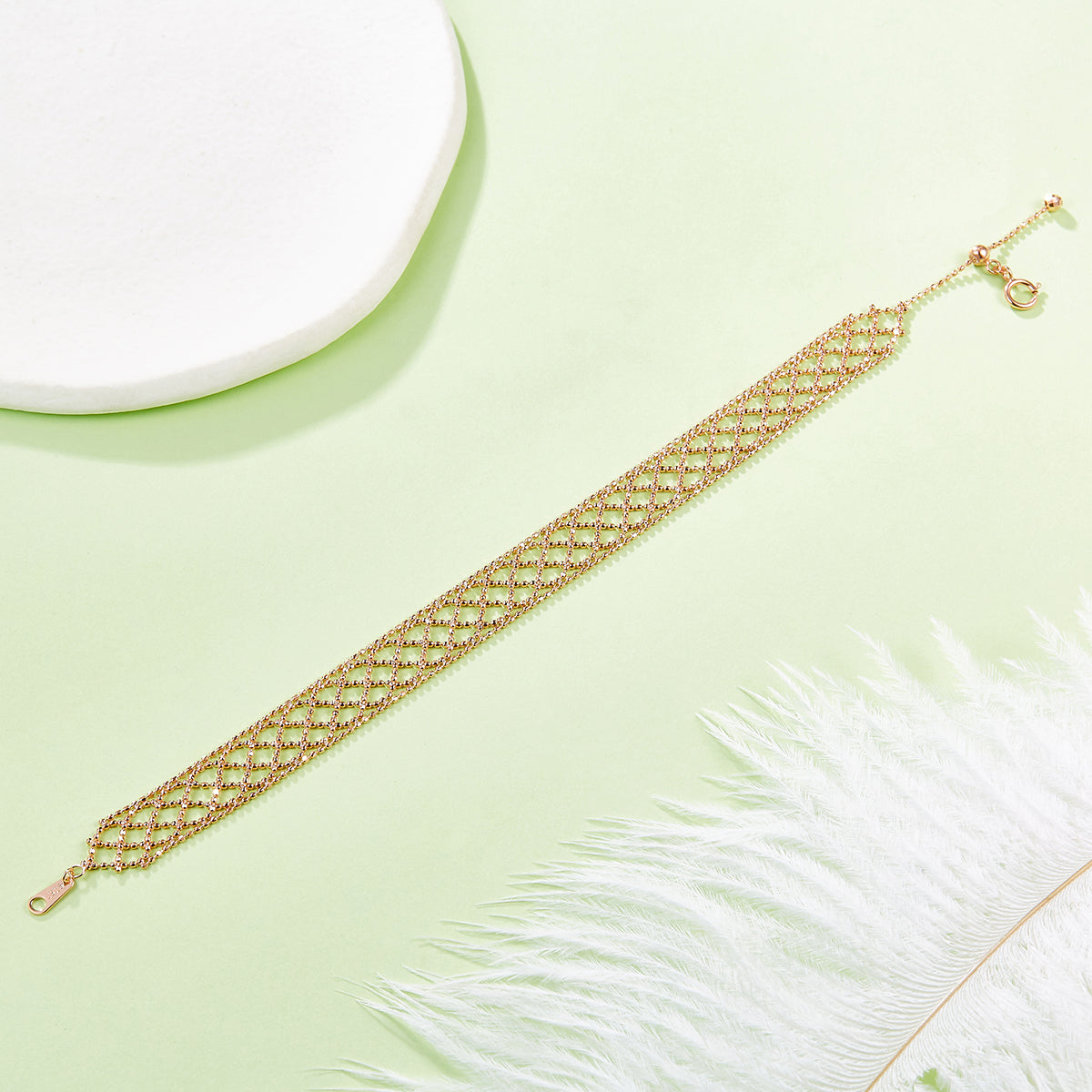Italian Woven Lace Bracelet in 18K Yellow Gold Plated Sterling Silver#6