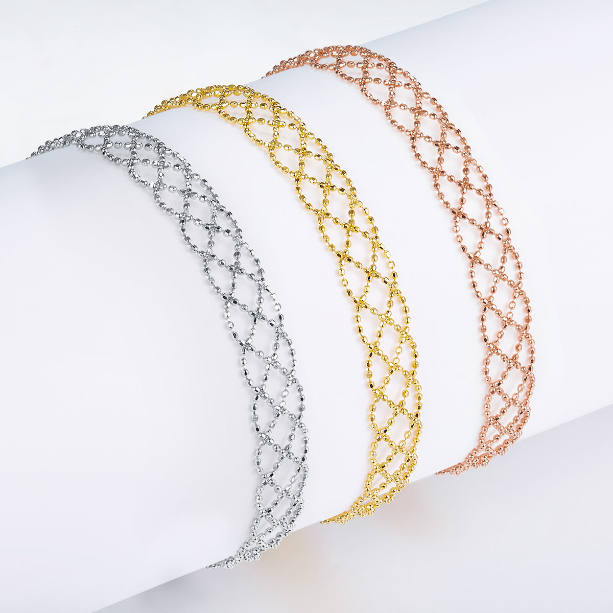 Italian Woven Lace Bracelet in 18K Yellow Gold Plated Sterling Silver#3