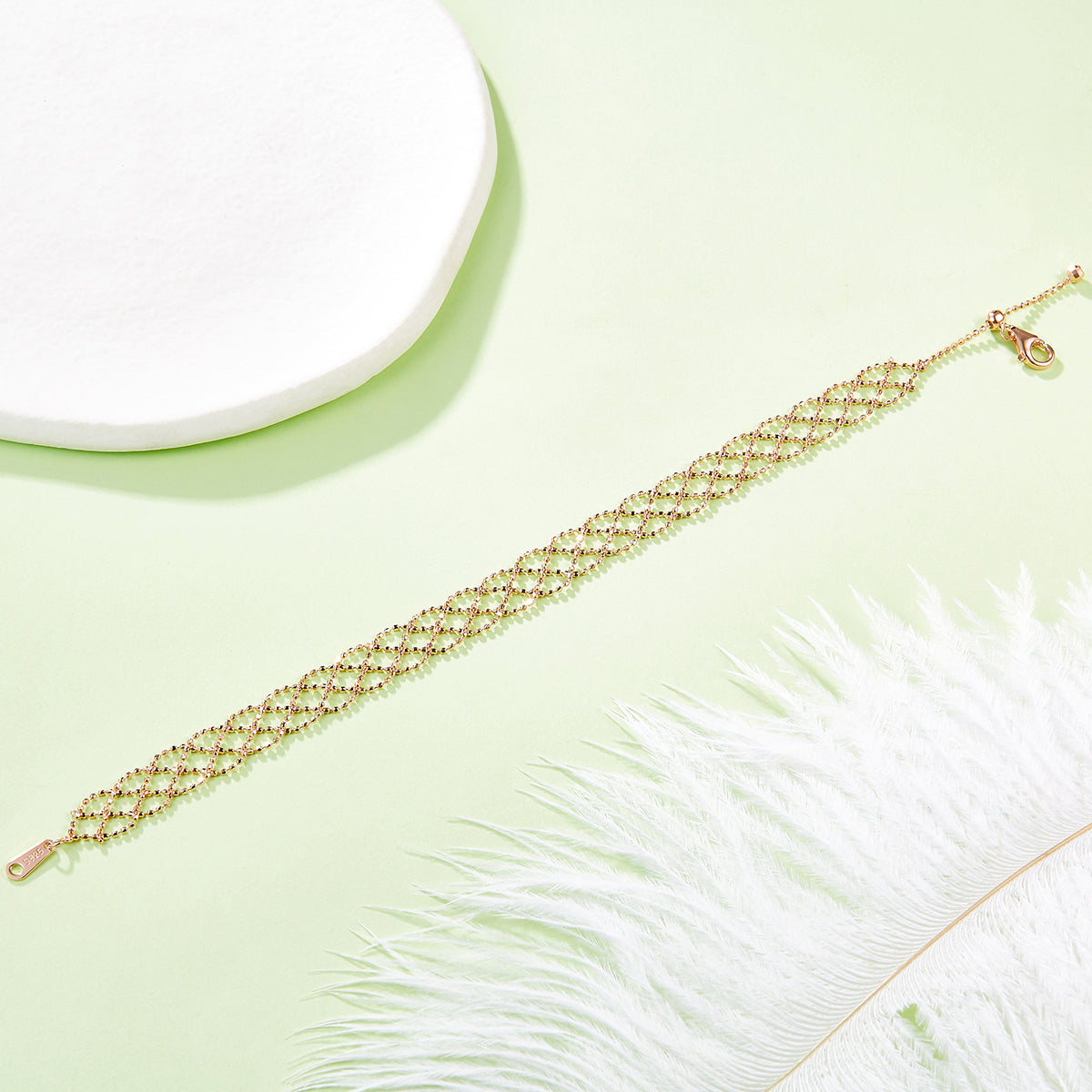 Italian Woven Lace Bracelet in 18K Yellow Gold Plated Sterling Silver#6