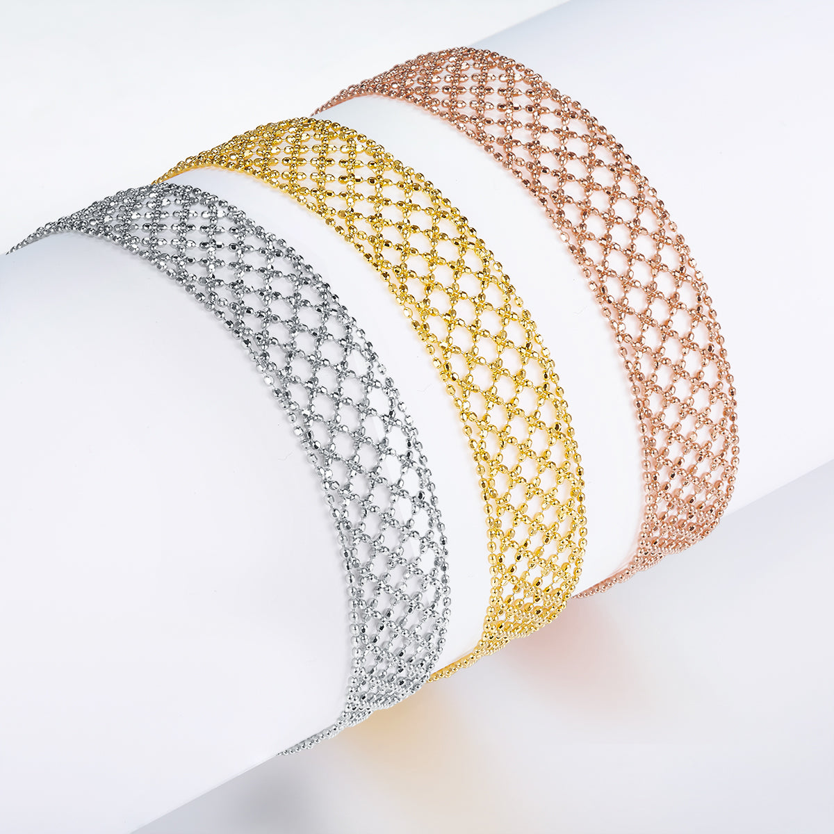 Italian Woven Lace Bracelet in 18K Yellow Gold Plated Sterling Silver#3