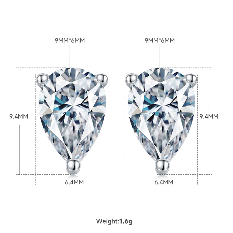 Pear Cut Moissanite Classic Pendant & Stud Earrings Set in White Gold Plated Sterling Silver#5
