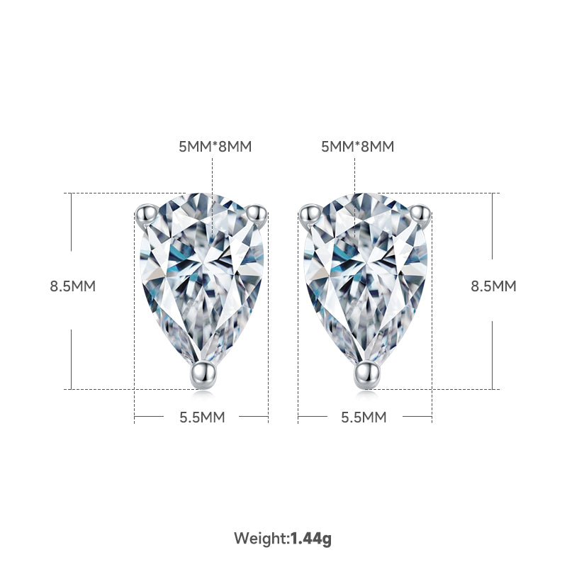 Pear Cut Moissanite Classic Pendant & Stud Earrings Set in White Gold Plated Sterling Silver#3
