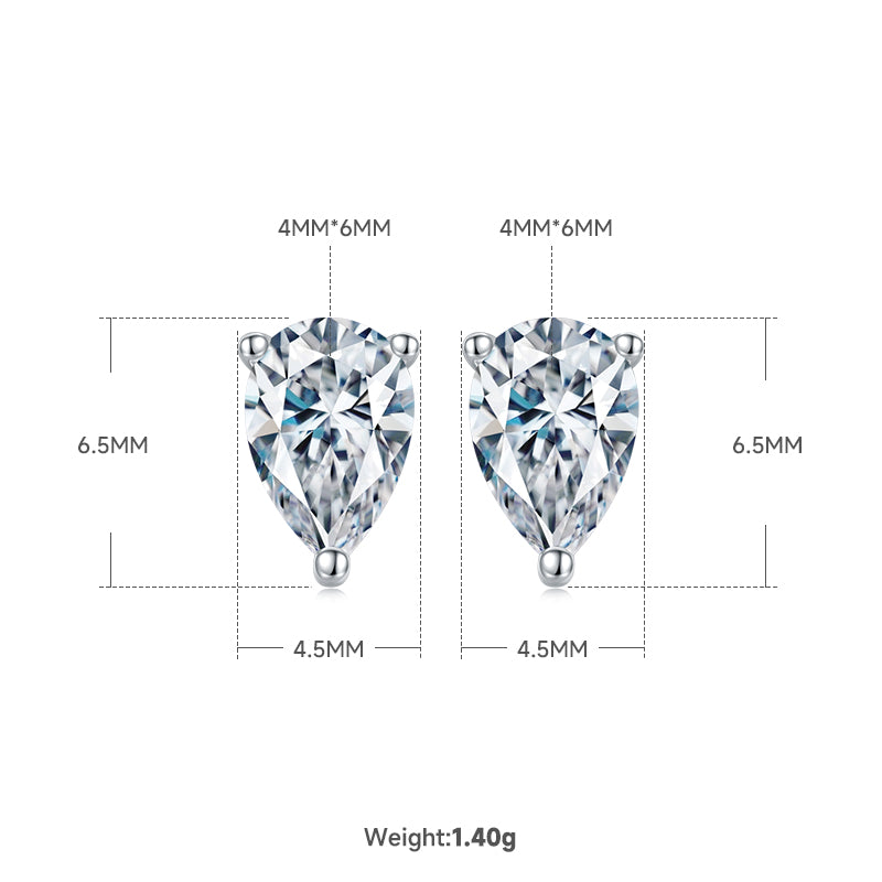 Pear Cut Moissanite Classic Pendant & Stud Earrings Set in White Gold Plated Sterling Silver#1