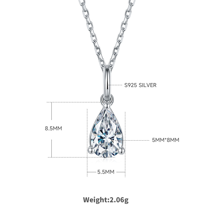Pear Cut Moissanite Classic Pendant & Stud Earrings Set in White Gold Plated Sterling Silver#0