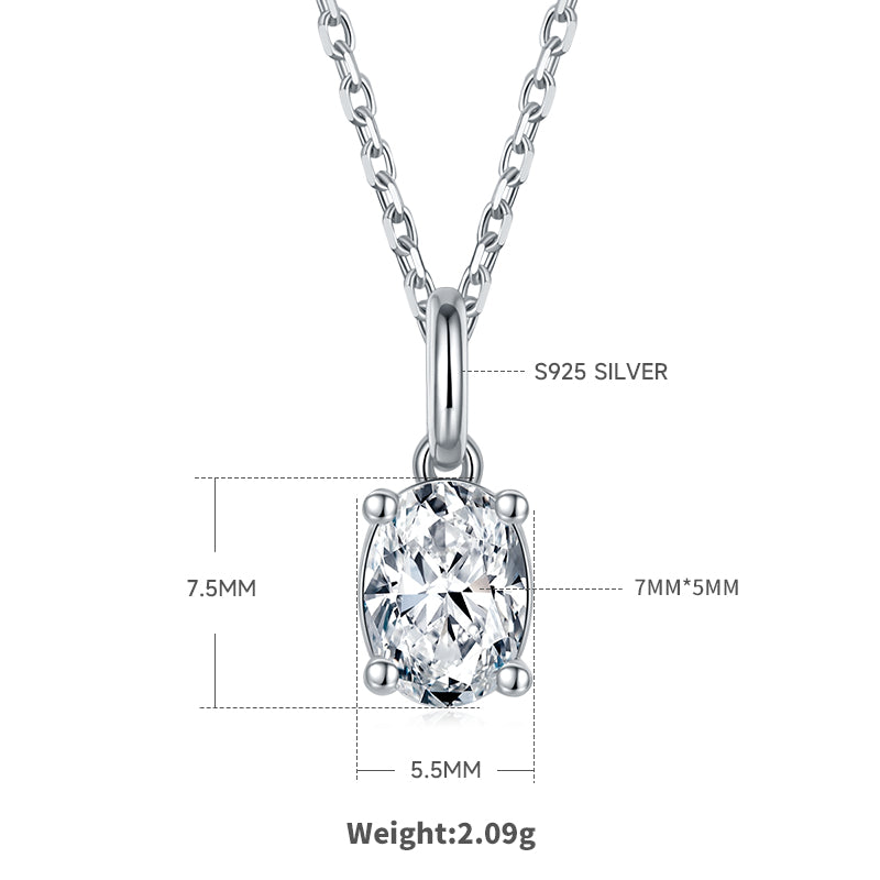 Oval Cut Moissanite Classic Pendant & Stud Earrings Set in White Gold Plated Sterling Silver#0
