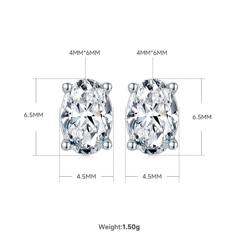 Oval Cut Moissanite Classic Pendant & Stud Earrings Set in White Gold Plated Sterling Silver#1