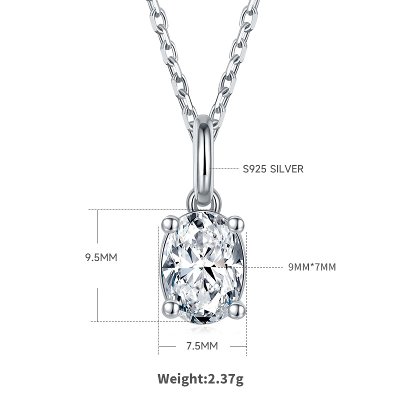 Oval Cut Moissanite Classic Pendant & Stud Earrings Set in White Gold Plated Sterling Silver#2