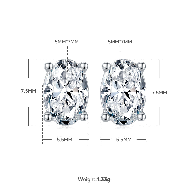 Oval Cut Moissanite Classic Pendant & Stud Earrings Set in White Gold Plated Sterling Silver#3