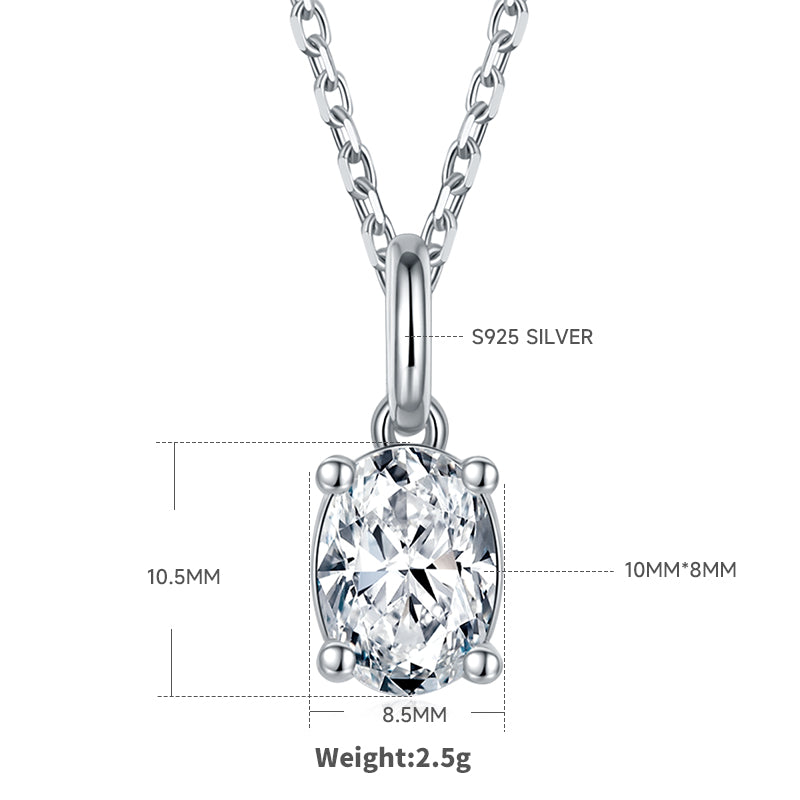 Oval Cut Moissanite Classic Pendant & Stud Earrings Set in White Gold Plated Sterling Silver#4
