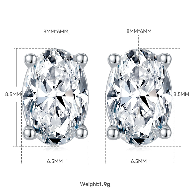 Oval Cut Moissanite Classic Pendant & Stud Earrings Set in White Gold Plated Sterling Silver#5