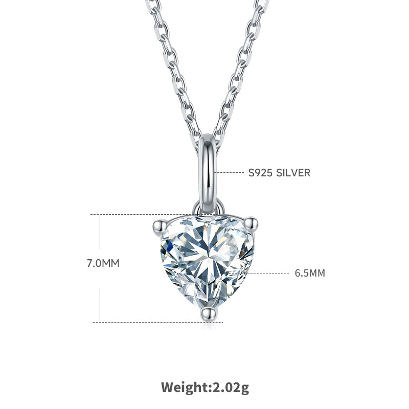 Heart Cut Moissanite Classic Pendant & Stud Earrings Set in White Gold Plated Sterling Silver#0