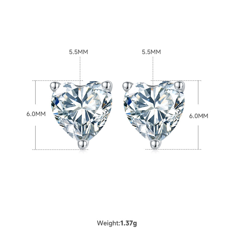 Heart Cut Moissanite Classic Pendant & Stud Earrings Set in White Gold Plated Sterling Silver#1