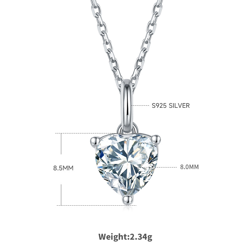 Heart Cut Moissanite Classic Pendant & Stud Earrings Set in White Gold Plated Sterling Silver#2