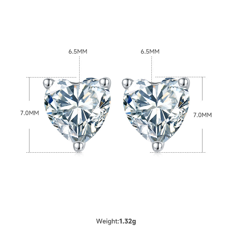Heart Cut Moissanite Classic Pendant & Stud Earrings Set in White Gold Plated Sterling Silver#3