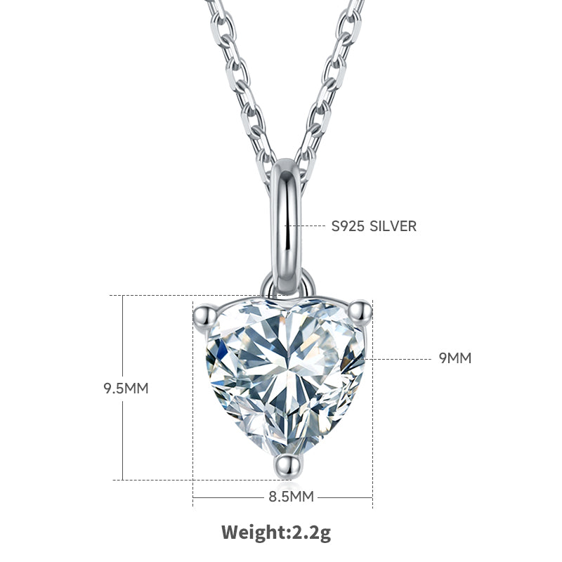 Heart Cut Moissanite Classic Pendant & Stud Earrings Set in White Gold Plated Sterling Silver#4