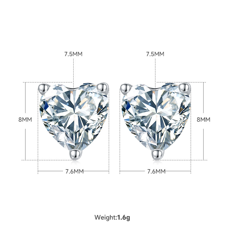 Heart Cut Moissanite Classic Pendant & Stud Earrings Set in White Gold Plated Sterling Silver#5
