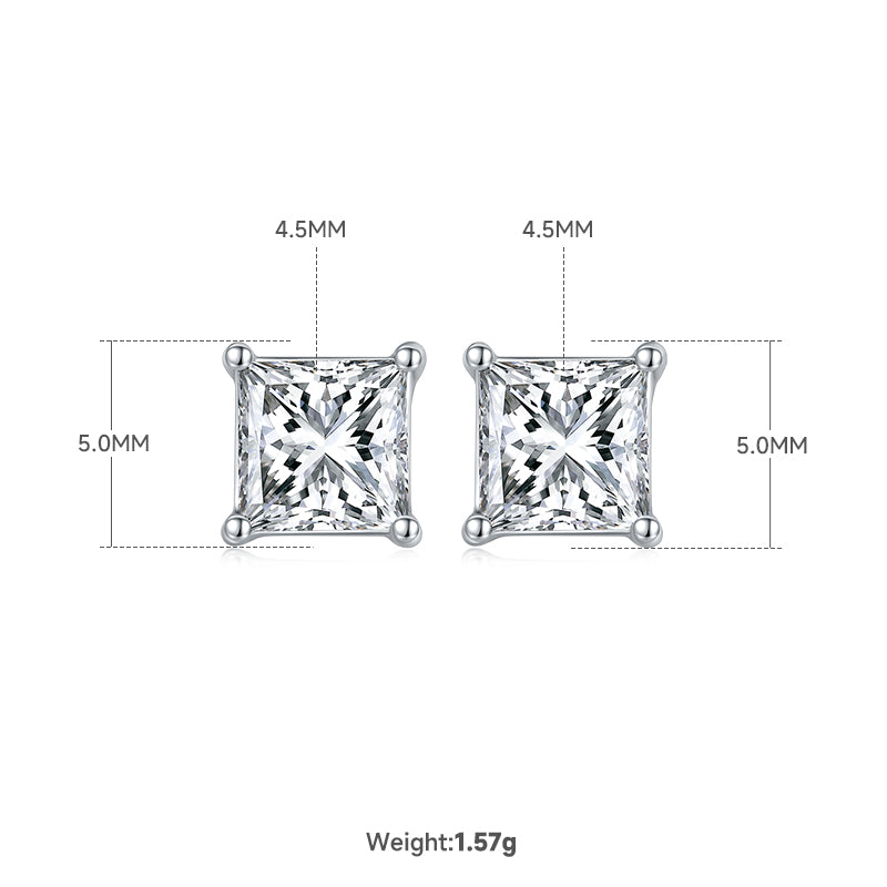 Princess Cut Moissanite Classic Pendant & Stud Earrings Set in White Gold Plated Sterling Silver#1