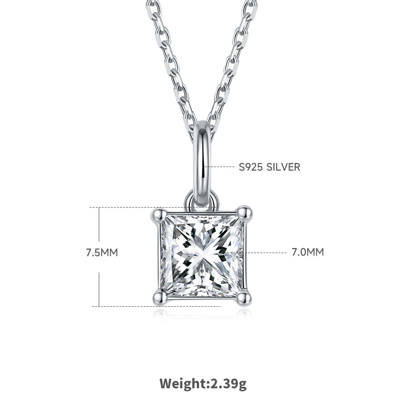 Princess Cut Moissanite Classic Pendant & Stud Earrings Set in White Gold Plated Sterling Silver#2